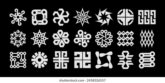 Elegant line abstract circuit logo design set