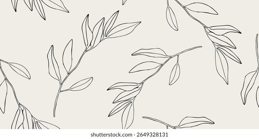 Elegant Line Art Botanical Pattern Illustration
