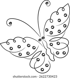 Elegant line art butterfly with polka dots, perfect for design.