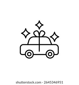 Elegant Line Art Depicting a Car Adorned With a Gift Ribbon