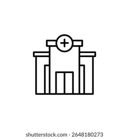 Elegante Representação De Arte De Linha De Uma Instalação Médica Sobre Fundo Transparente