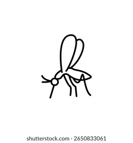 Elegant Line Art Depiction Of A Mosquito Insect On White Background