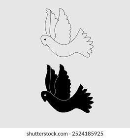 An elegant line art depiction of a soaring bird with outstretched wings.