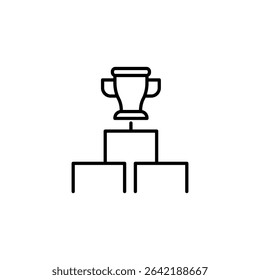 Elegant Line Art Depiction Of A Trophy On A Three Tier Podium