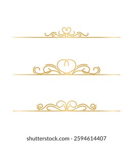 Elegant Line Art Dividers and Ornaments for Wedding Invitation Card