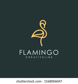 Elegant Line Art Flamingo Logo Outline Stock Vector (Royalty Free ...