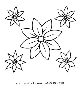 Elegant Line Art Floral Design: Intricate Flower Vector Illustrations.