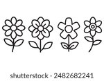 Elegant Line Art Floral Silhouette Vector Illustration.

