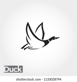 elegant line art Flying duck, goose, swan logo