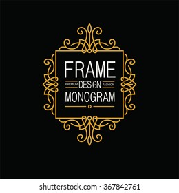 Elegant Line Art Frame, Logo and Monogram Design, vector template.