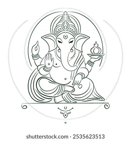 Elegant Line Art Ganesha Illustration