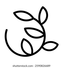 Elegant line art icon of a branch with leaves. Clean and modern design, suitable for various creative projects. Perfect for nature, eco, or organic themes. Vector illustration.