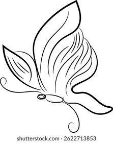 Elegant line art illustration of a butterfly, perfect for logos, tattoos, or decorative purposes. The design is simple yet sophisticated.