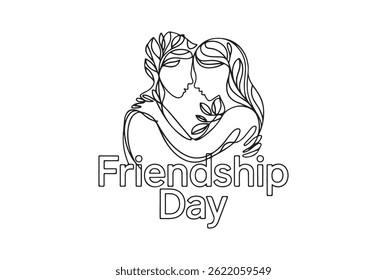 Elegant Line Art Illustration for Friendship Day