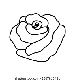 Elegant line art illustration of a rose flower. Perfect for romantic designs, wedding invitations, floral decor, coloring pages, and tattoo concepts. Minimalistic and timeless floral artwork