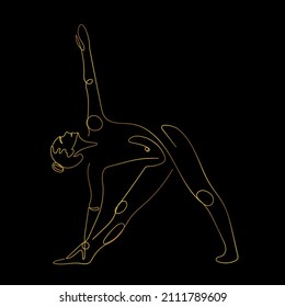 Elegant line art illustration of woman doing yoga