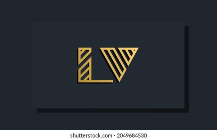 Elegant line art initial letter LV logo. This logo incorporate with two creative letters in the creative way. It will be suitable for which company or brand name starts those initial letters.
