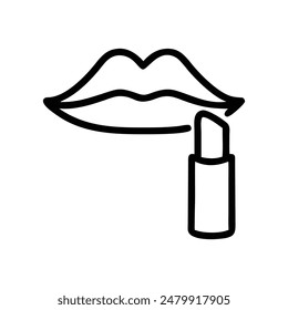 Elegant Line Art of Lipstick and Female Lips