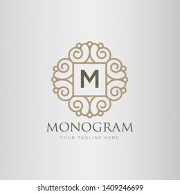 Elegant Line Art Logo Monogram Design Stock Vector (Royalty Free ...