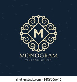 Elegant Line Art Logo Monogram Design Stock Vector (Royalty Free ...