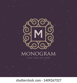 Elegant Line Art Logo and Monogram Design, vector template