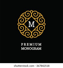 Elegant Line Art Logo and Monogram Design, vector template.