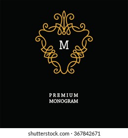 Elegant Line Art Logo and Monogram Design, vector template.