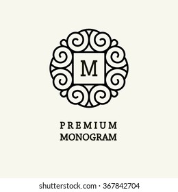 Elegant Line Art Logo And Monogram Design, Vector Template.