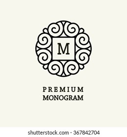 Elegant Line Art Logo and Monogram Design, vector template.