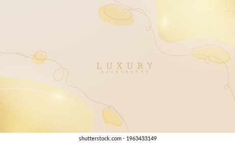 Elegant line art minimal trend on gold abstract shape. Luxury background creative design concept. Illustration from vector about modern template for sweet feeling.