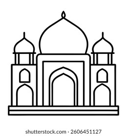 Elegant Line Art of a Mosque Symbolizing Architecture and Spirituality