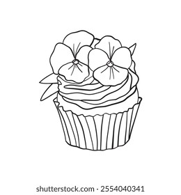 Elegant line art muffin vector illustration 