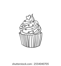 Elegant line art muffin vector illustration 