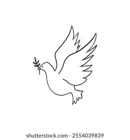 Elegant line art of peace dove bird