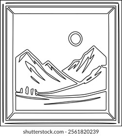 Elegant Line Art Picture Frame Vector Illustrations for Modern Design Projects.