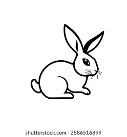 Elegant Line Art Rabbit Illustration: A Simple and Cute Bunny Design