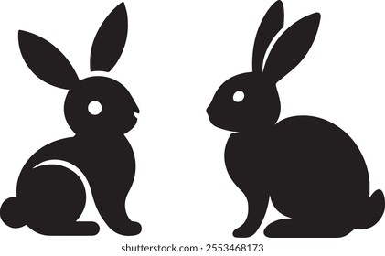 Elegant line art silhouette vector illustration design featuring a graceful bunny in mid-hop, perfect for minimalist and nature-inspired projects.