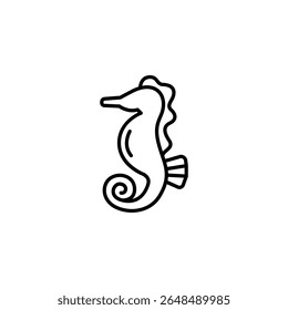 Elegant Line Art Of A Stylized Seahorse On Transparent Canvas