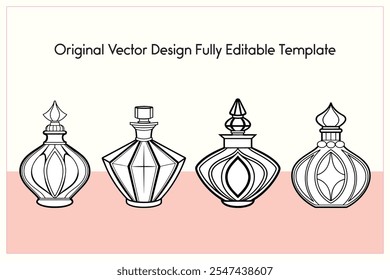  Diseños elegantes de la botella del Vector del arte de la línea para el perfume y la fragancia