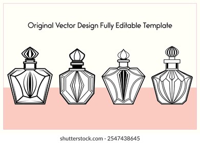  Elegant Line Art Vector Bottle Designs for Perfume and Fragrance