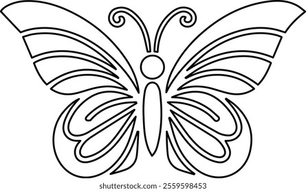 Elegant Line Art Vector Illustration of a Butterfly for Modern Design Projects.