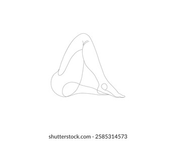 Elegant line art of a woman's figure. A single-line drawing of a woman in a dynamic pose, Simple, elegant line drawing of a person seated in a contemplative pose.