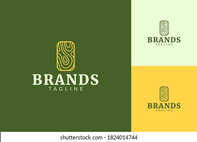 Elegant Line art Wood print logo in 3 color variations