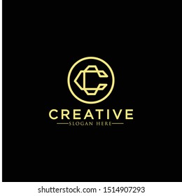 Elegant line curve vector logotype. Premium letter C logo design. Luxury linear creative monogram.
