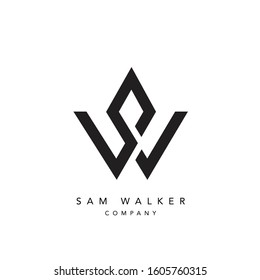 Elegant line curve vector logotype. Premium letter SW or WS logo design. Luxury linear creative monogram.