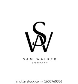 Elegant line curve vector logotype. Premium letter SW or WS logo design. Luxury linear creative monogram.