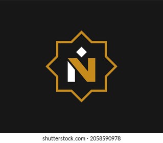 Elegant line curve vector logotype. Premium letter N I logo design. Luxury linear creative monogram.