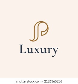 Elegant line curve vector logotype. Premium letter P logo design. Luxury linear creative monogram.

