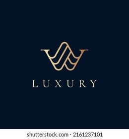 Elegant line curve vector logotype. Premium letter W logo design. Luxury linear creative monogram.
