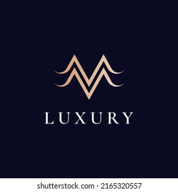 Elegant line curve vector logotype. Premium letter M logo design. Luxury linear creative monogram.

